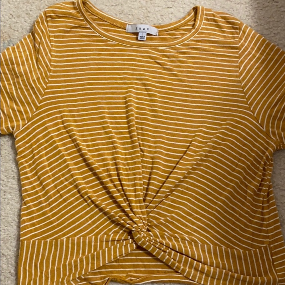 yellow short sleeve top